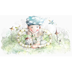 创意小女孩与建筑