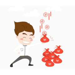 红包从天而降男孩手接红包