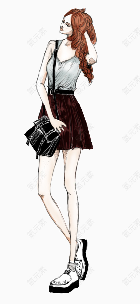 简约女装设计插画稿