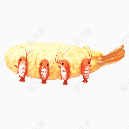 虾仁趣味绘画素材图片