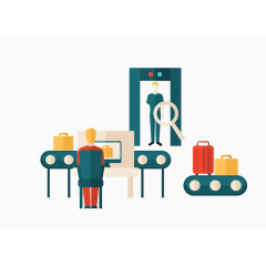 矢量机场安检素材