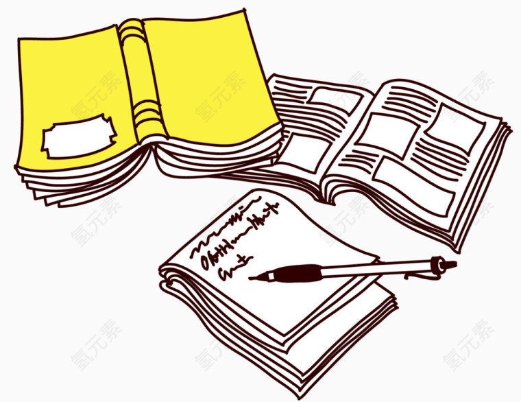 矢量书籍书写素材