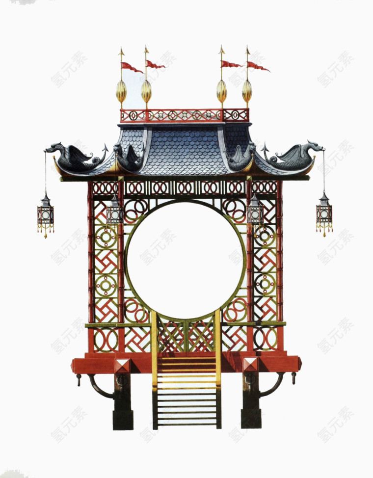 中国元素门洞绘画