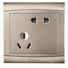 香槟金铝拉丝错位五孔5孔开关插座面板