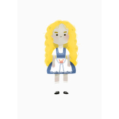 手绘黄头发外国女孩