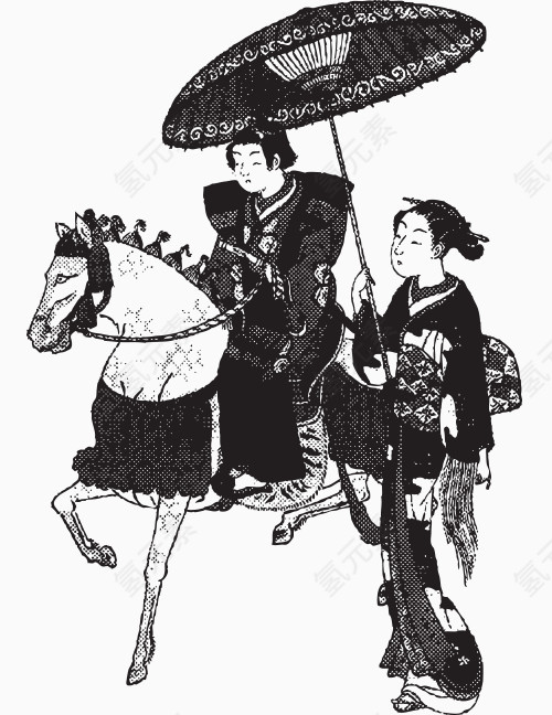 矢量复古日本元素