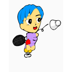 打羽毛球的大眼儿童