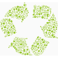 绿叶拼接三角循环图标