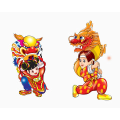 卡通舞狮免抠素材