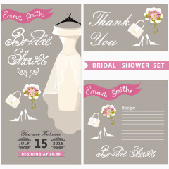 白色婚纱婚礼邀请卡矢量素材