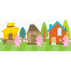 三只小猪卡通插画