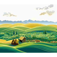 黄绿交接的农村风光