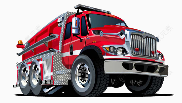 卡通手绘卡通消防车漫画