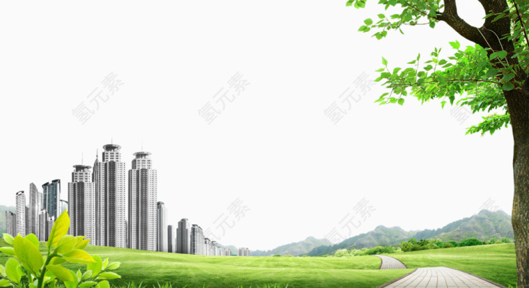 建筑草地城市绿化