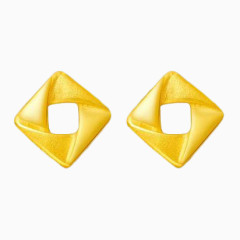 周大福几何黄金耳钉