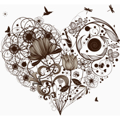 创意复古心形素材