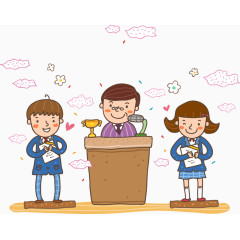 老师讲台演讲奖杯插画