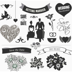 黑色矢量婚礼元素