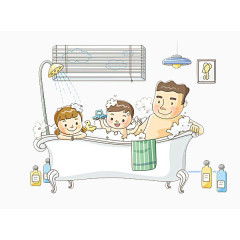 爸爸给孩子洗澡