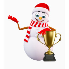 雪人拿着奖杯