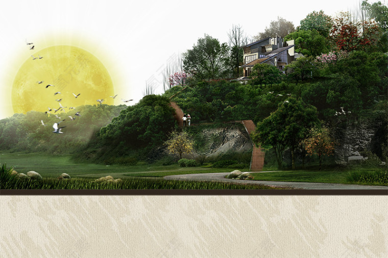 地产元素山坡上的房子