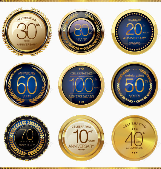 金属质感周年纪念徽章矢量素材