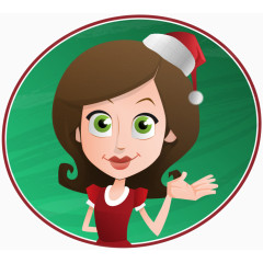 卡通手绘圣诞节美女服务员