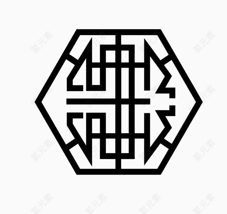 矢量中式窗格花纹