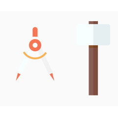 矢量圆规锤子素材