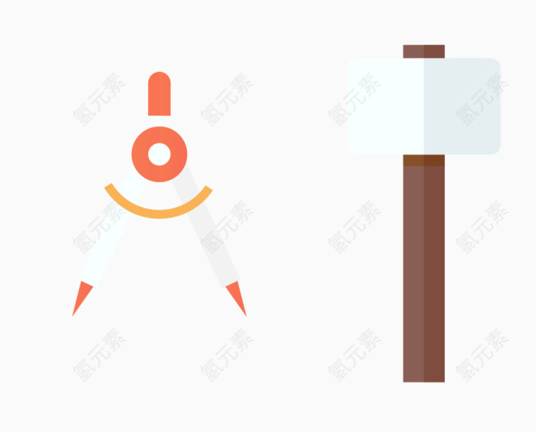 矢量圆规锤子素材