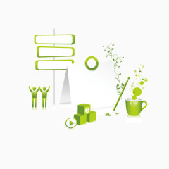 绿色  指示牌 环保能源 矢量图