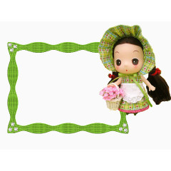 卡通小女孩动漫边框免抠图案