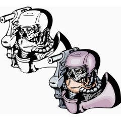 创意抱着机枪的骷髅士兵