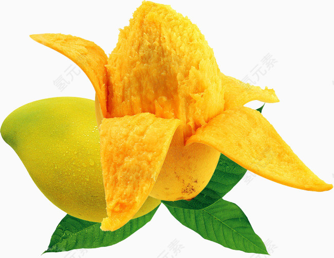 剥皮的新鲜芒果元素