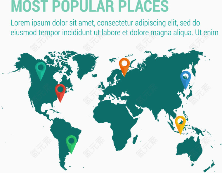 最受欢迎的地方信息图表矢量