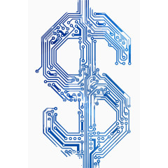 蓝色电流金钱符号