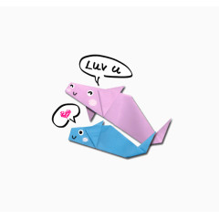 趣味折纸卡通动物一对小鱼