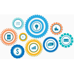 彩色商务齿轮组矢量素材