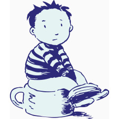 小男孩坐在便壶上矢量图