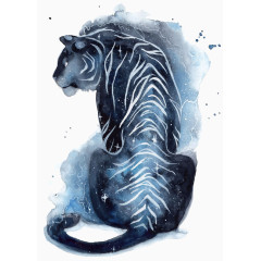 手绘创意老虎与星空