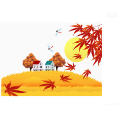 卡通韩国秋天风景矢量素材2