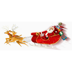 圣诞老人麋鹿拉扯送礼物图案