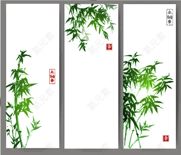 绿色竹子banner矢量素材