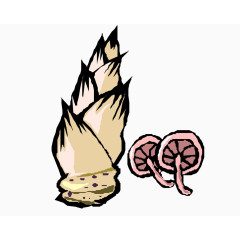 玉米小蘑菇手绘图