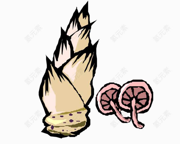 玉米小蘑菇手绘图