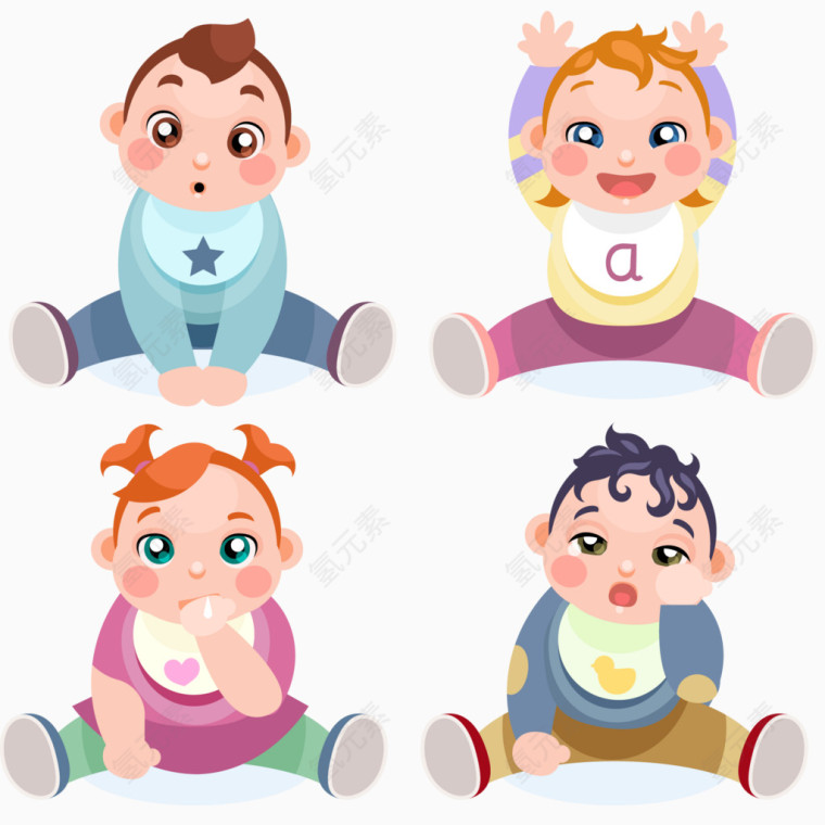 矢量手绘可爱的宝宝