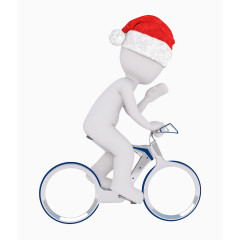 骑自行车的圣诞帽小人
