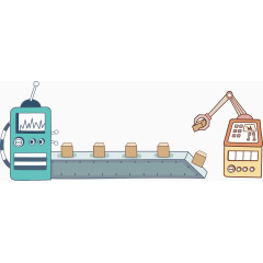 矢量插画生产车间机器人