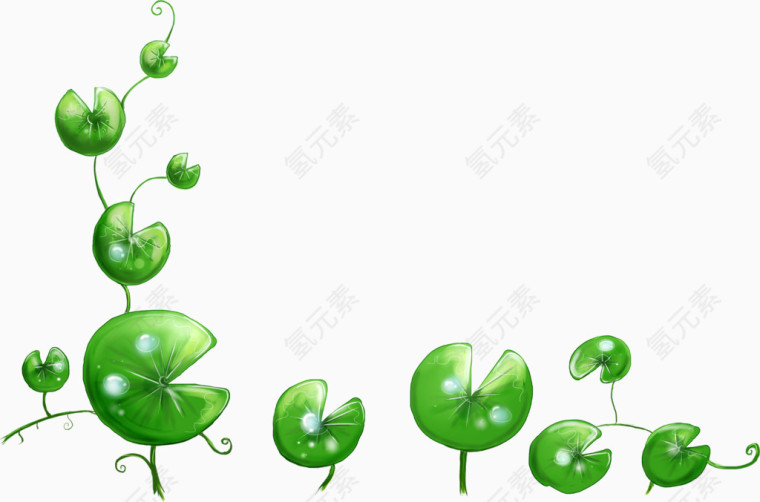 卡通手绘清新绿荷叶