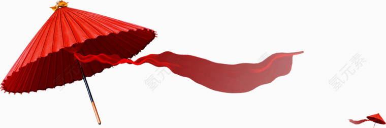 红色雨伞飞舞丝带